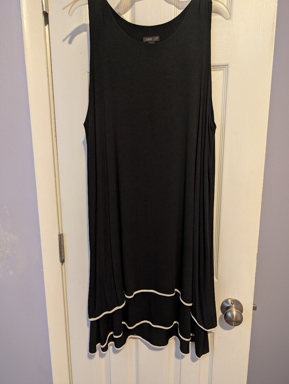 J. Jill Black Crewneck Swing Dress with Cream Trim